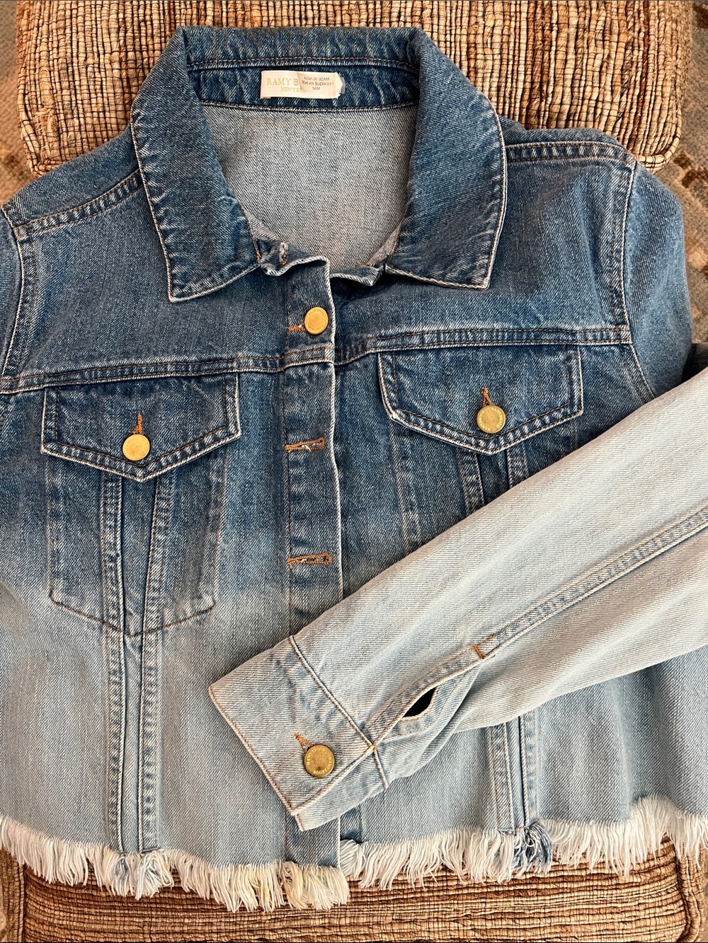 Ramy Brook Two-Tone Light Blue Denim Jacket